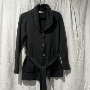 By Design Womens Long Heavyweight Open Front Cardigan Large Gray